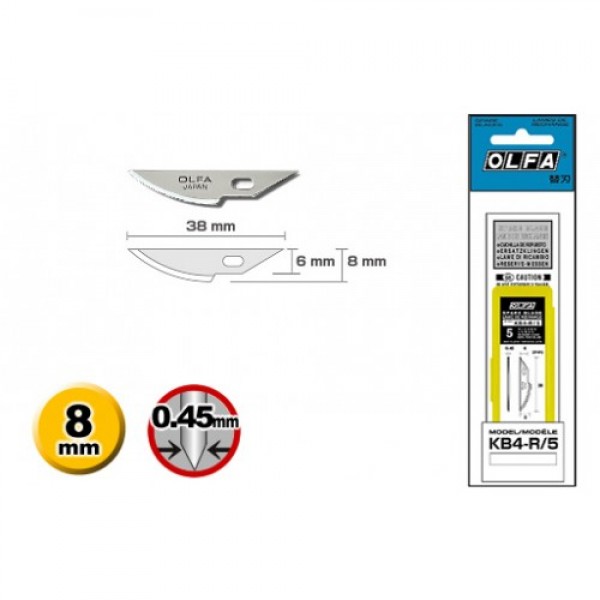 Olfa KB4-R/5 Spare Curved Art Blade - 6pc