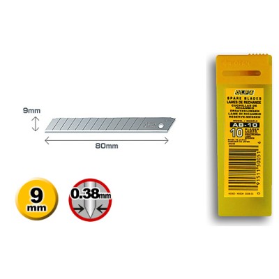 Olfa AB-10 - 9mm Standard Duty 10 Spare Blades - 6pc Olfa AB-10 - 9mm Standard Duty 10 Spare Blades - 6pc