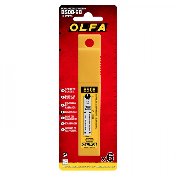 Olfa BS08-6B Spare Scraper Blade - 6pc