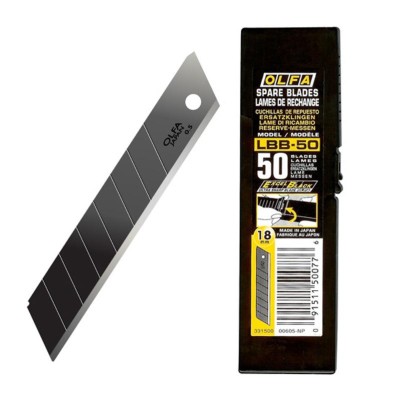Olfa LBB-50 Spare Blade, 18mm Excel Black Blades - 6pc Olfa LBB-50 Spare Blade, 18mm Excel Black Blades - 6pc