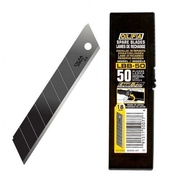 Olfa LBB-50 Spare Blade, 18mm Excel Black Blades - 6pc