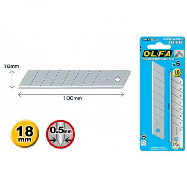 Olfa LB-6B 18mm Spare Blades - 6pc